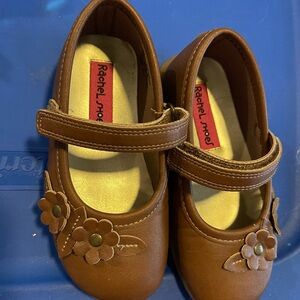 Rachel Shoes Tan Floral Mary Janes for Kids